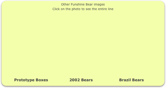 Other Funshine Bear images
Click on the photo to see the entire line















         Prototype Boxes                 2002 Bears                     Brazil Bears