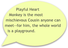            Playful Heart Monkey is the most mischievous Cousin anyone can meet--for him, the whole world is a playground. 