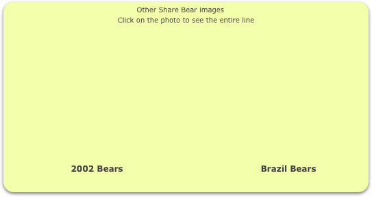                                                    Other Share Bear images
Click on the photo to see the entire line














                       2002 Bears                                                 Brazil Bears